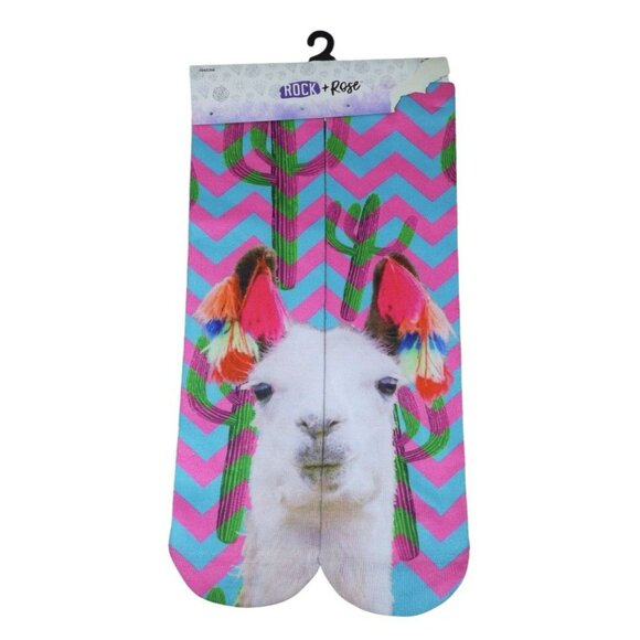 Cactus Llama Kids Christmas Holiday Festive Tube Socks Bright Pink Teal   JH888 - Picture 1 of 2